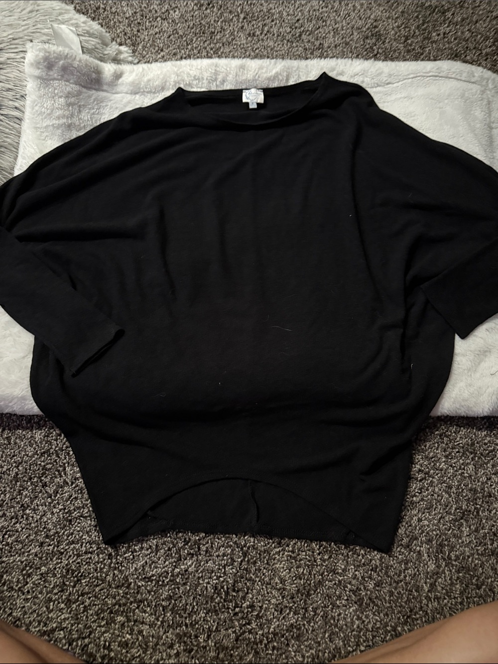 Francesca's Collections Black Dolman Sleeve Knit Top